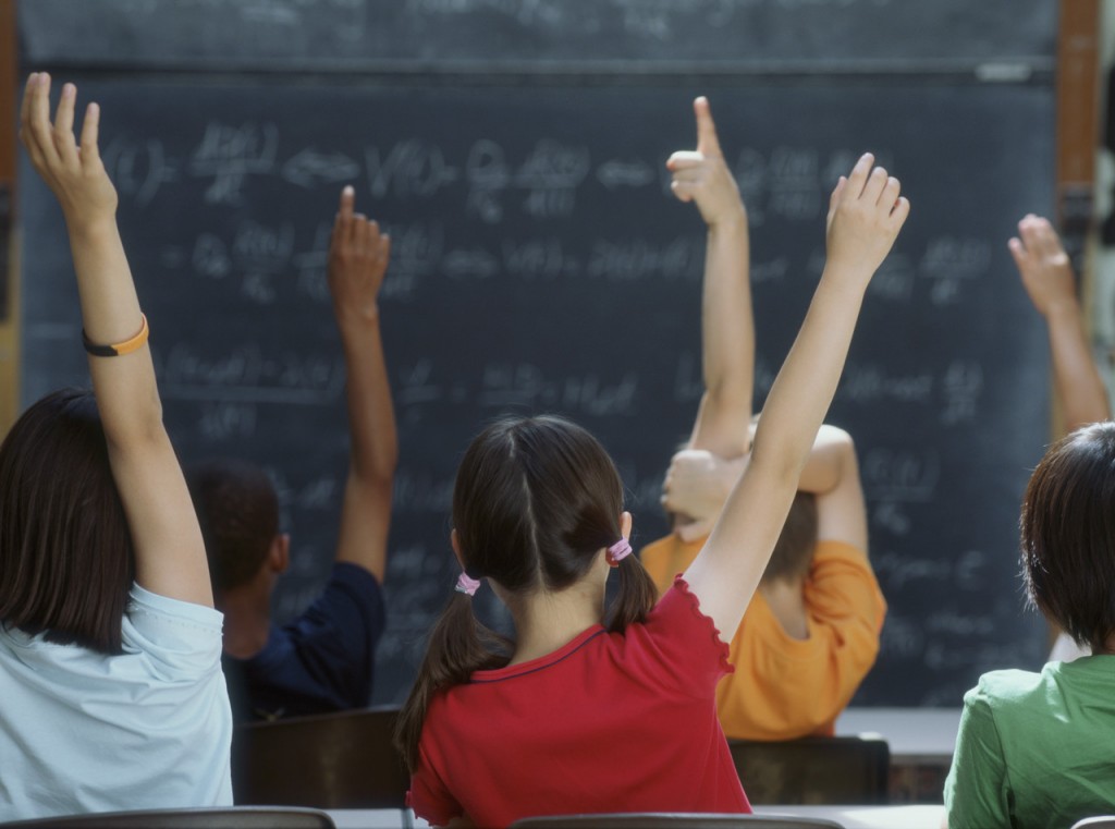class raising hands